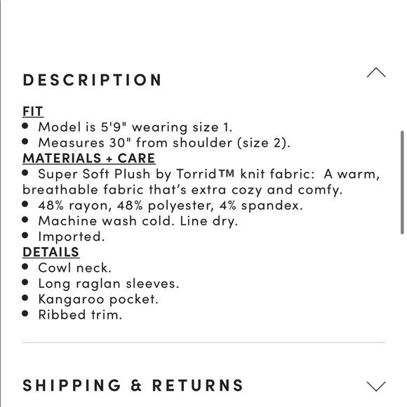 Torrid Cowl Neck Tunic Super Soft Plush Sweatshirt - Picture 6 of 6